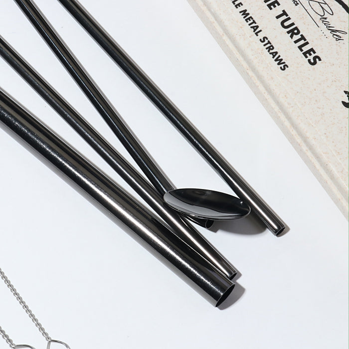 JET BLACK METAL STRAW 4-PK