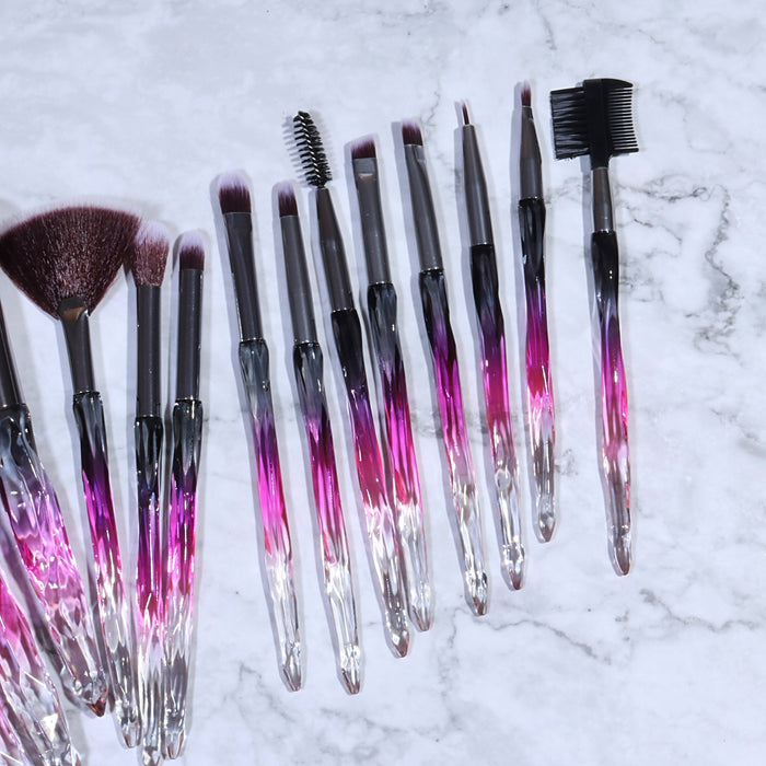 LUXURY RUBY CRYSTAL BRUSH SET (15 PCS)