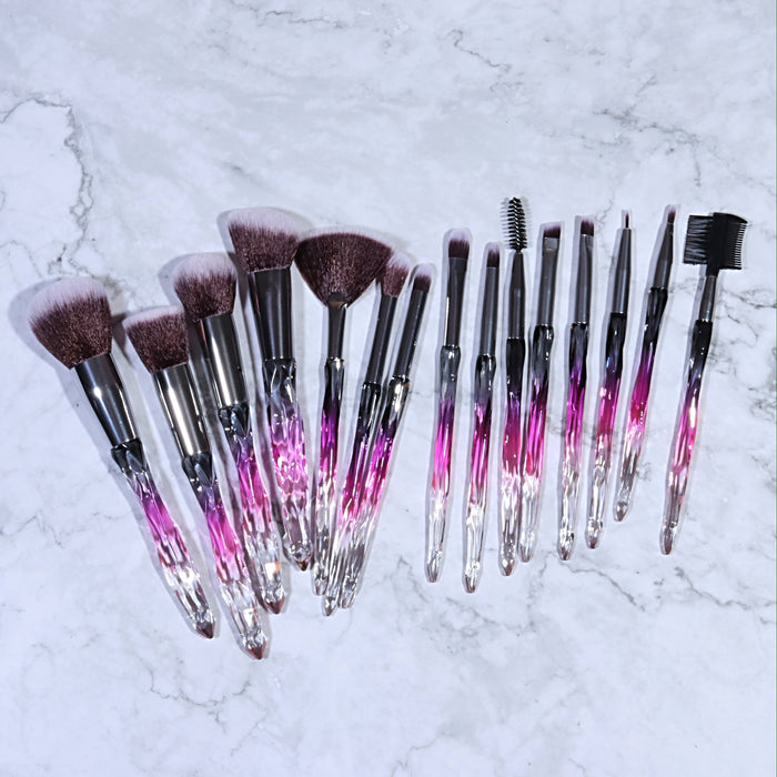 LUXURY RUBY CRYSTAL BRUSH SET (15 PCS)