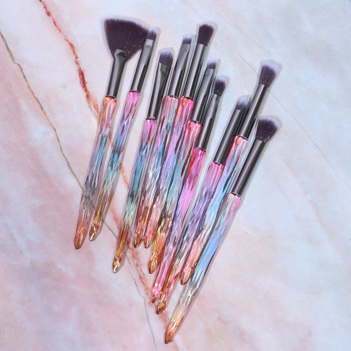 LUXURY PINK CRYSTAL EYE BRUSH SET (10 PCS)