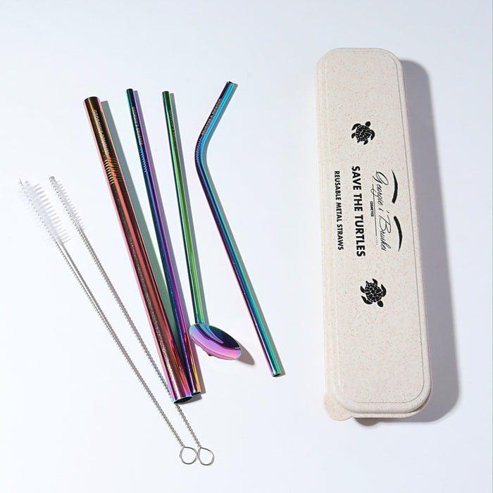 RAINBOW METAL STRAW 4-PK